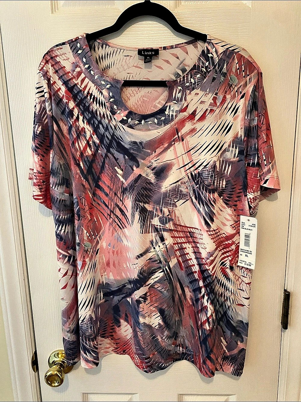 Links Abstract Print Short Sleeve Top XL NWT